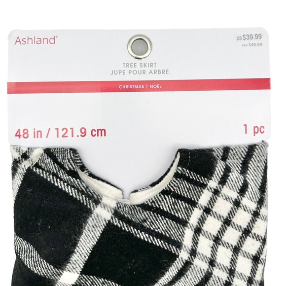 Ashland Tree Skirt 48 In Black White Plaid w/5 rolls of Celebrate It Ribbon NEW - Picture 3 of 12